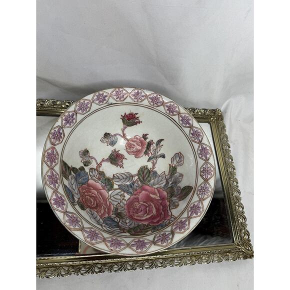 Rose of The Isles, Hand painted Porcelain Fruit Bowl. By Toyo..Pink/ Cream glaze - Picture 3 of 8